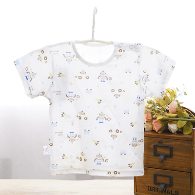 小富兰克宝宝夏季竹纤维短袖上衣 舒适透气的儿童内衣衫优选